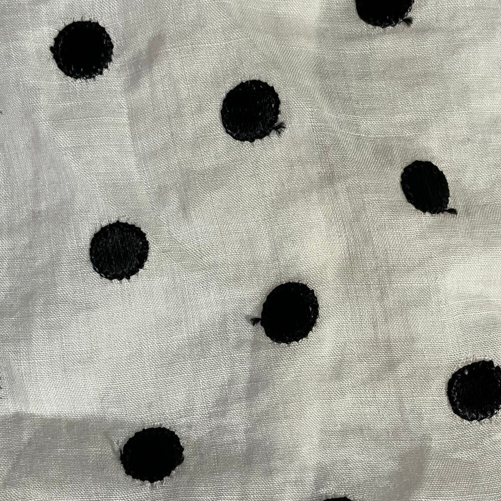 MaxMara Studio White Black Polka Dot Short Sleeve Ramie Top Size Large - Picture 7 of 16